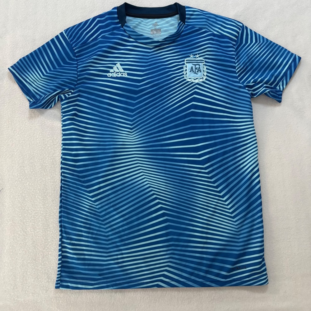 Adidas Argentina AFA Soccer Jersey Mens S Blue Climalite Graphic Training Top